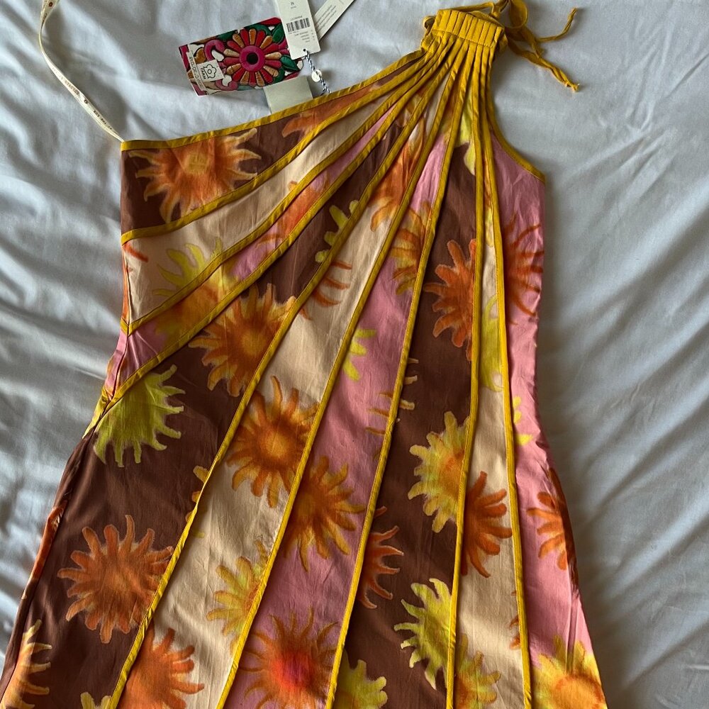 New Farm Rio x Anthropologie One-Shoulder Seamed A-Line Maxi Dress Orange